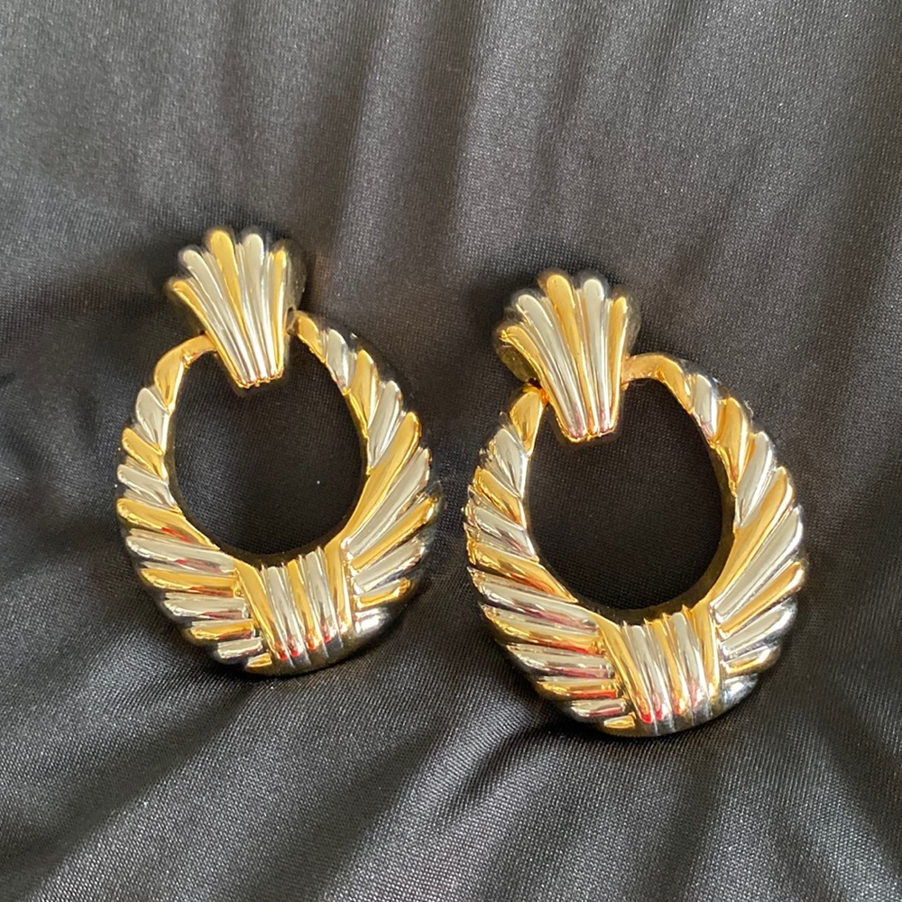 Gold and Silver Clip Hoop Earrings
